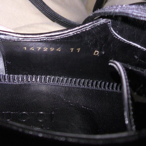 Vintage GUCCI MEN'S LUXURY DRESS PATENT LEATHER SHOES Lace-Up New in Box 10+ D - Picture 9 of 11